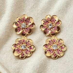SugarFix By Baublebar - Gold-Tone & Pink Crystal Flower Drop Earrings